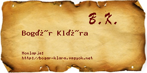 Bogár Klára névjegykártya